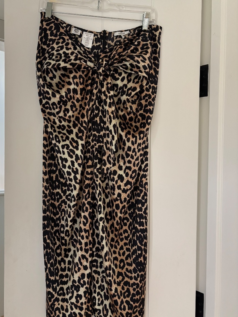 NWOT Ganni Calia Leopard Silk Midi Skirt